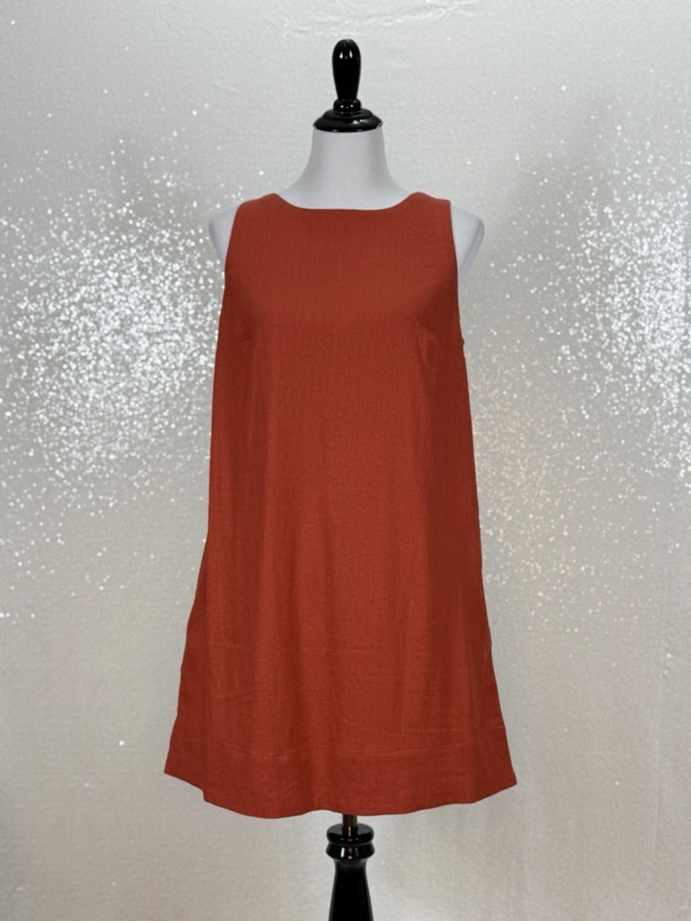 Old Navy Linen Blend Tank Dress Small Rust Orange Sleeveless Shift Dress - Picture 10 of 10